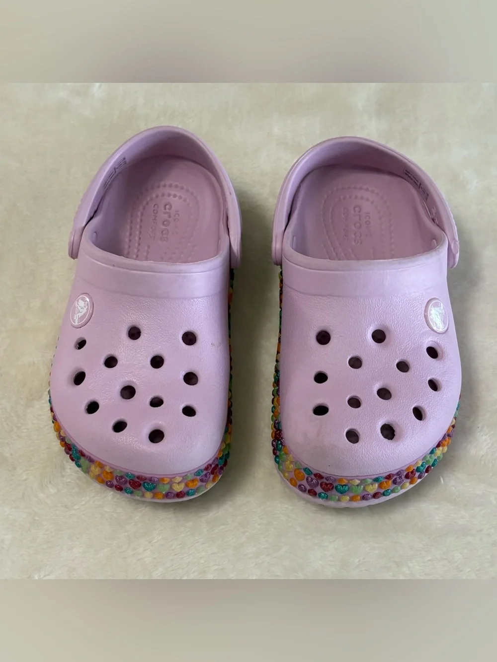 Crocs Girls Pink Crocbands Gem Band Clogs Size C10